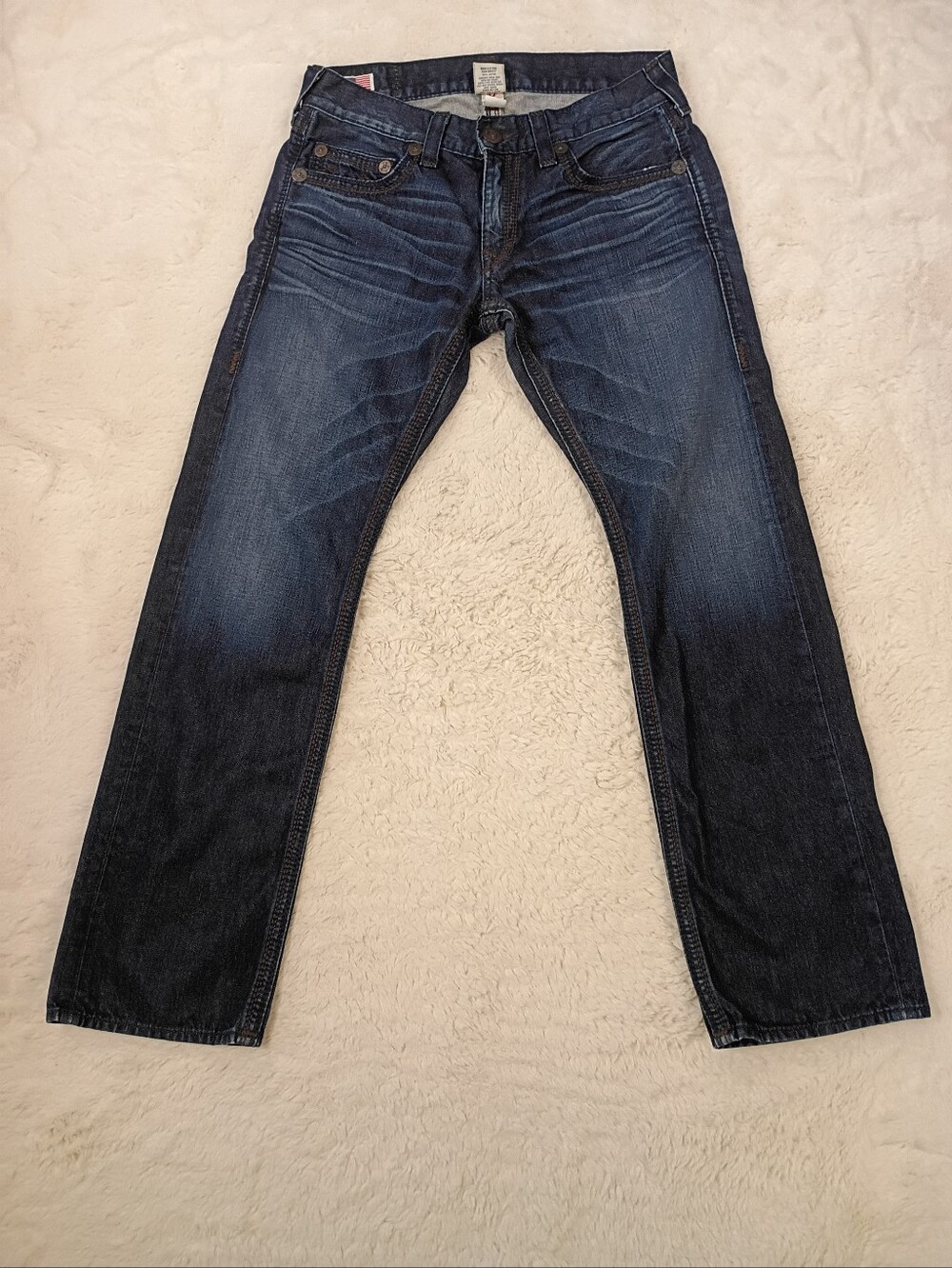 True Religion Y2K Men's Dark Blue Straight Leg Jeans Size 33